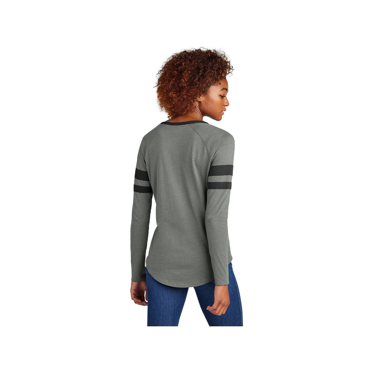 no-logo Sport-Tek Ladies Halftime Stripe Long Sleeve V-Neck Tee-Sport-Tek-Thread Logic