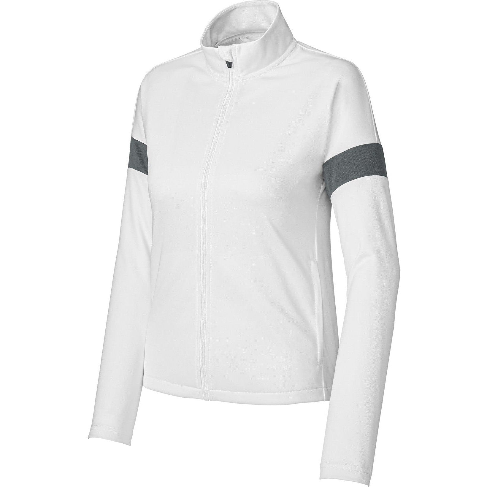 Sport-Tek Ladies Travel Full-Zip Jacket-Sport-Tek-White/Iron Grey-XS-Thread Logic