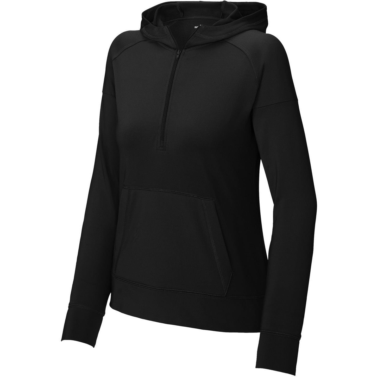 Sport-Tek Ladies Sport-Wick Stretch 1/2-Zip Hoodie-Sport-Tek-Black-XS-Thread Logic