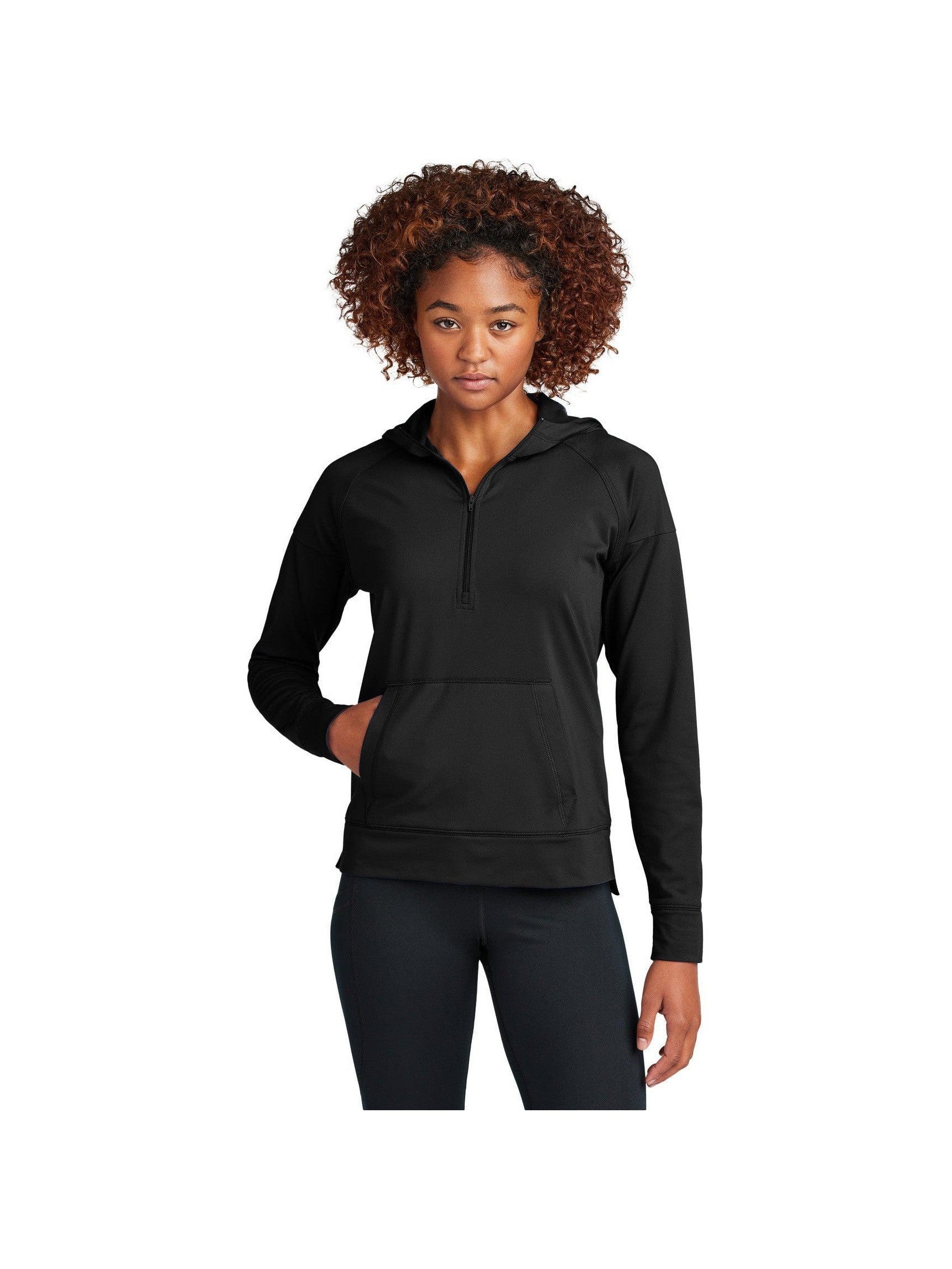 no-logo Sport-Tek Ladies Sport-Wick Stretch 1/2-Zip Hoodie-Sport-Tek-Thread Logic