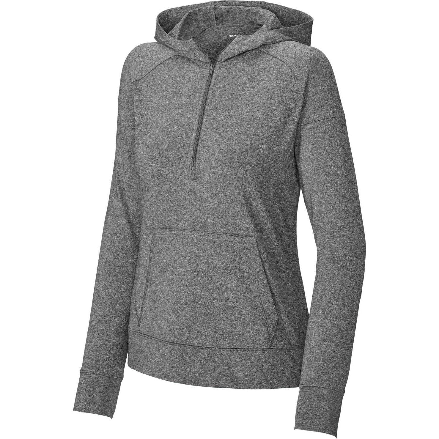 Sport-Tek Ladies Sport-Wick Stretch 1/2-Zip Hoodie-Sport-Tek-Charcoal Grey Heather-XS-Thread Logic