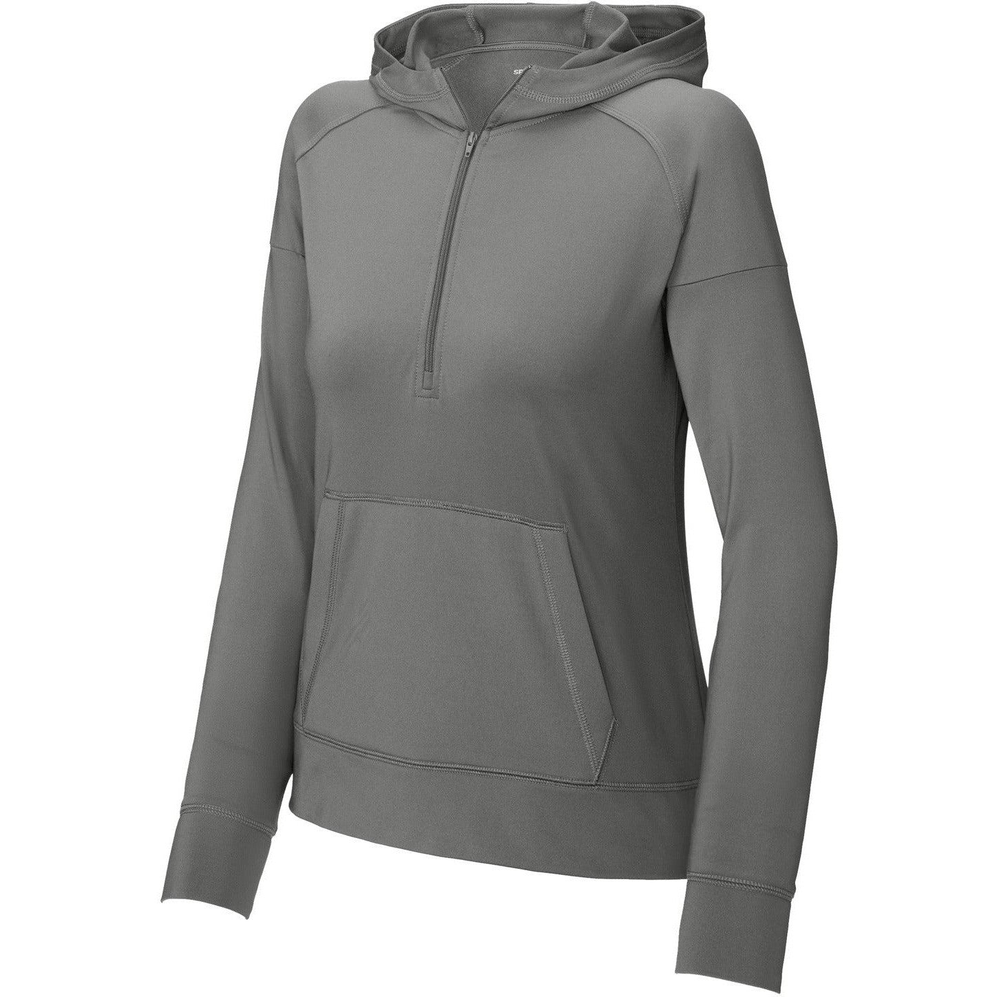 Sport-Tek Ladies Sport-Wick Stretch 1/2-Zip Hoodie-Sport-Tek-Charcoal Grey-XS-Thread Logic