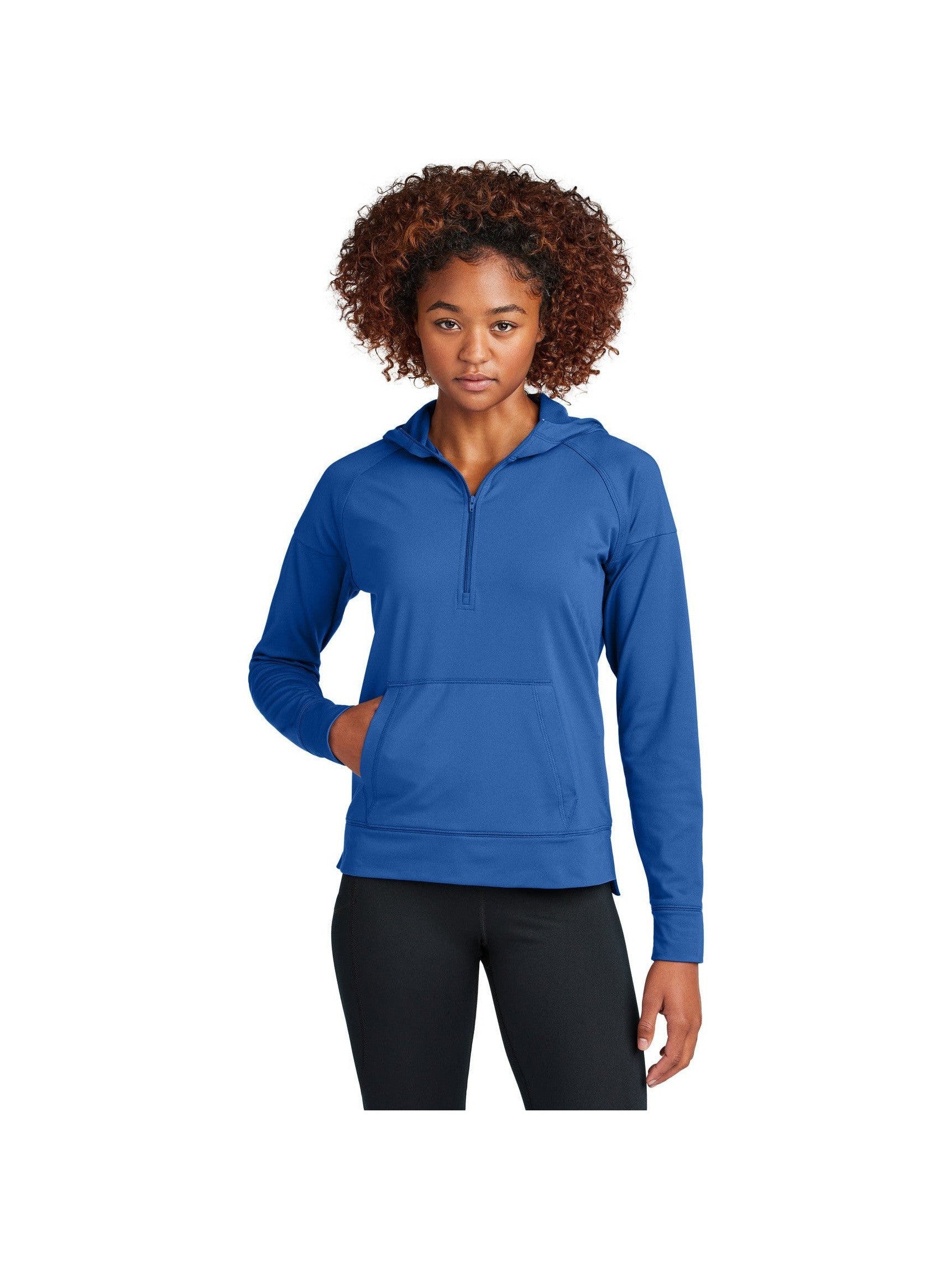 no-logo Sport-Tek Ladies Sport-Wick Stretch 1/2-Zip Hoodie-Sport-Tek-Thread Logic