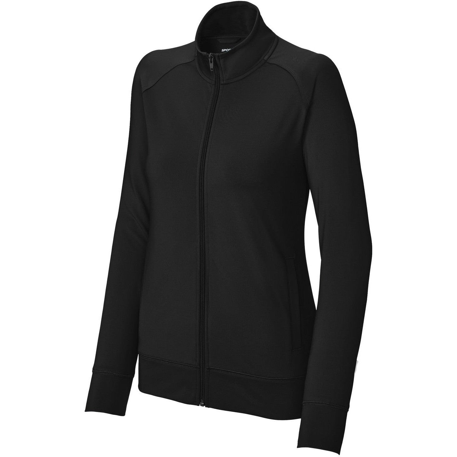 no-logo Sport-Tek Ladies Sport-Wick Stretch Full-Zip Cadet Jacket-Sport-Tek-Black-XS-Thread Logic