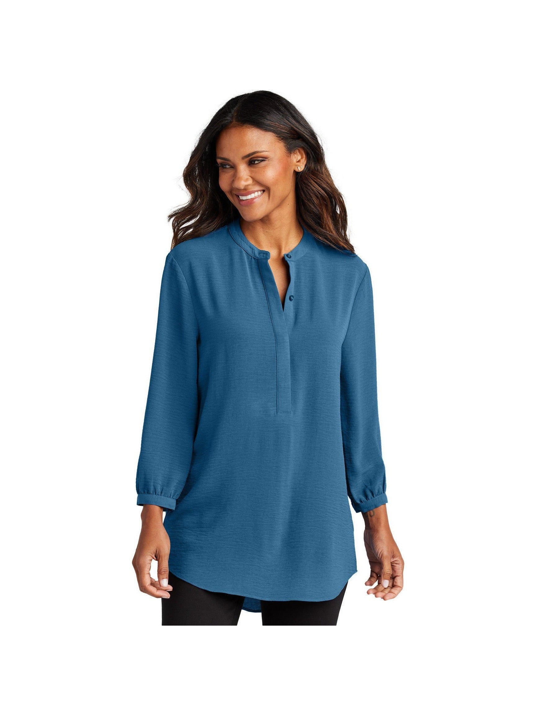 no-logo Port Authority Ladies 3/4-Sleeve Textured Crepe Tunic-Port Authority-Thread Logic