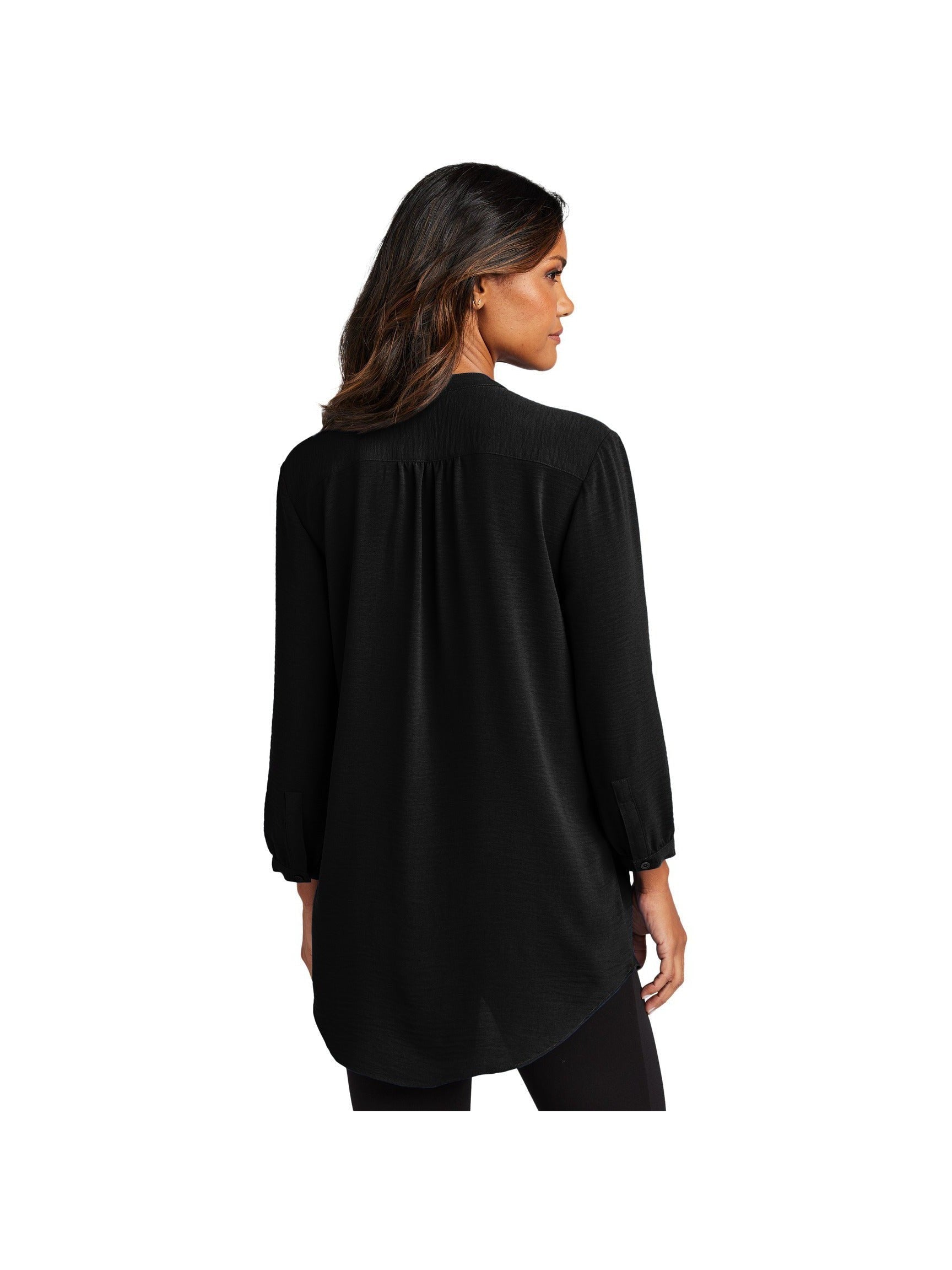 no-logo Port Authority Ladies 3/4-Sleeve Textured Crepe Tunic-Port Authority-Thread Logic