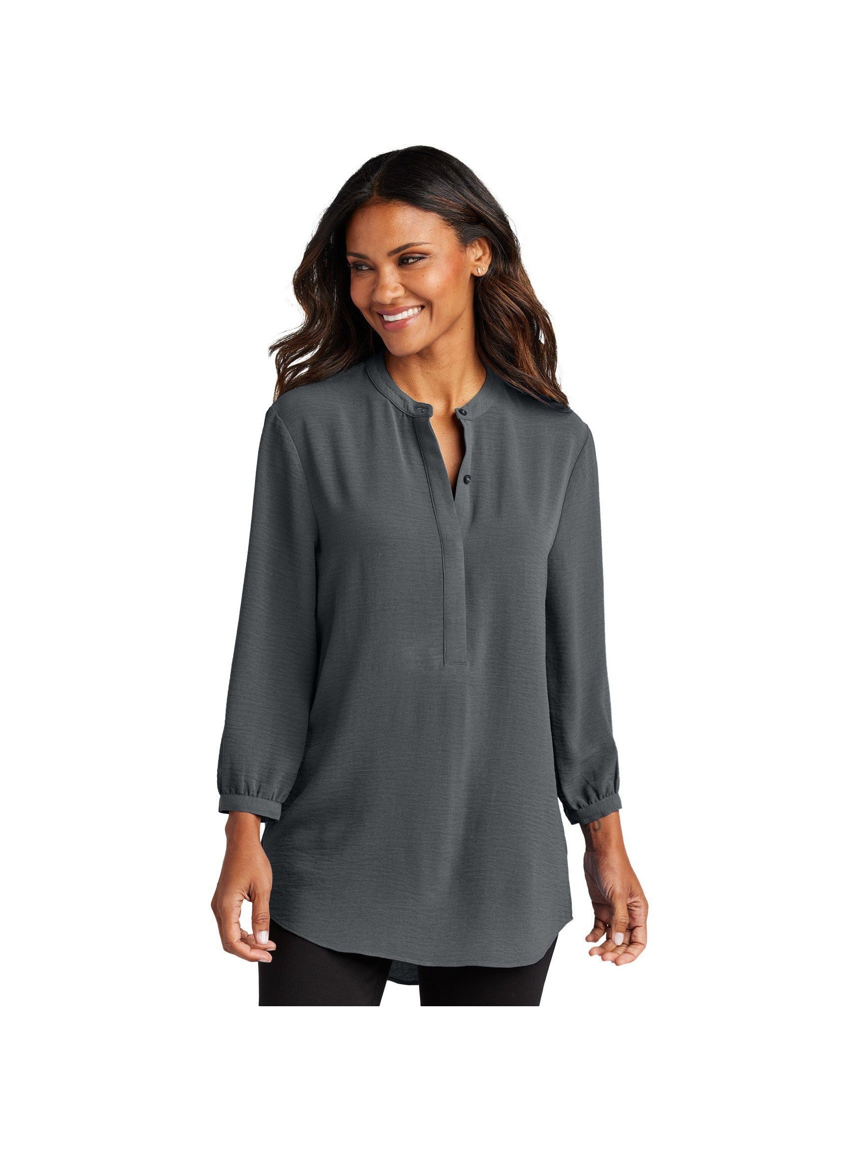 no-logo Port Authority Ladies 3/4-Sleeve Textured Crepe Tunic-Port Authority-Thread Logic