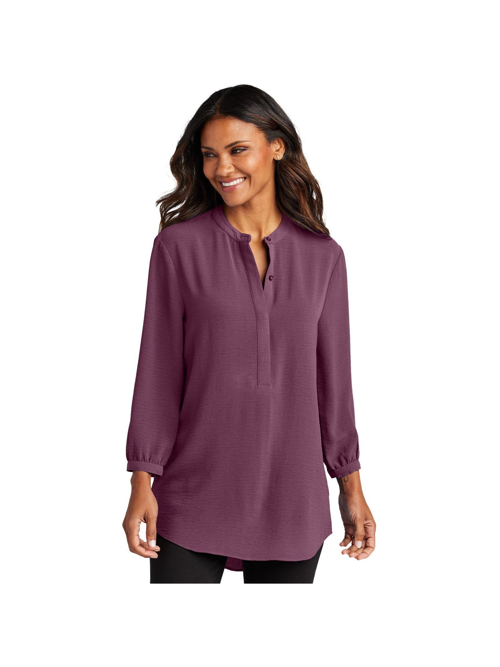 no-logo Port Authority Ladies 3/4-Sleeve Textured Crepe Tunic-Port Authority-Thread Logic