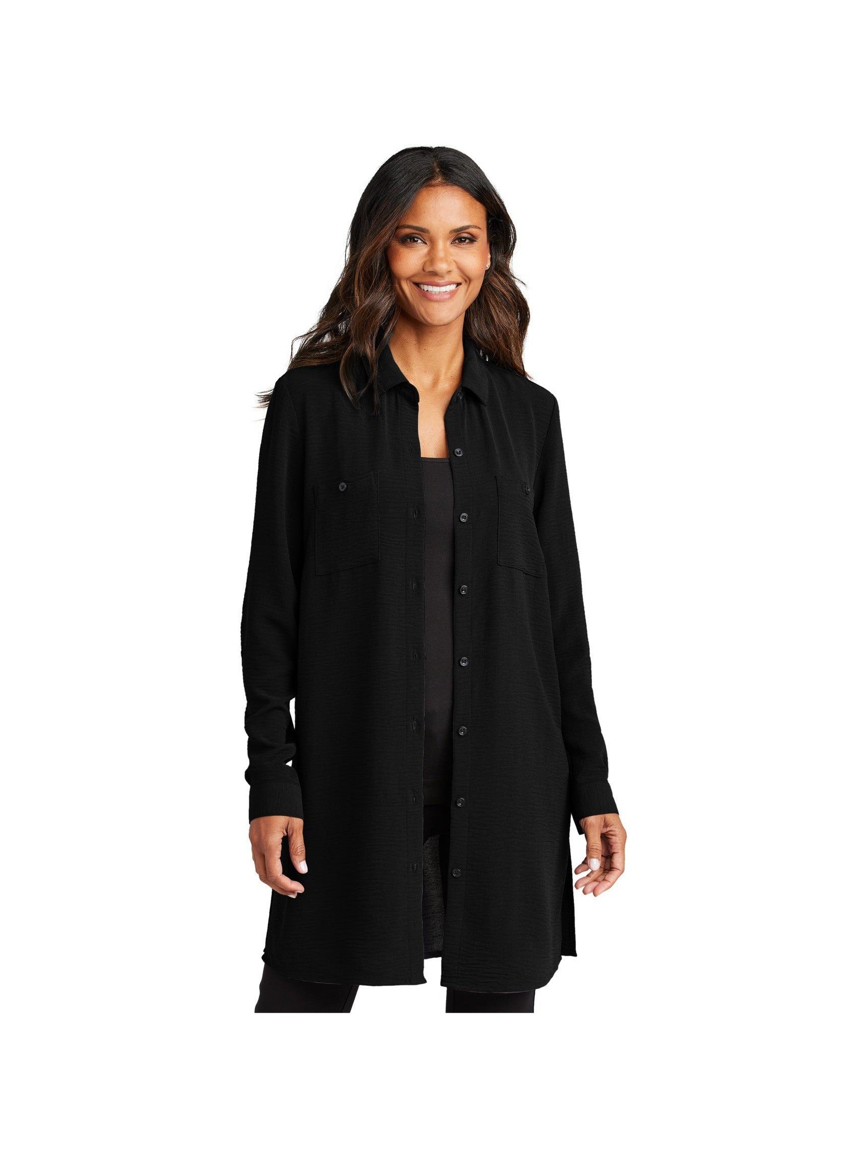 no-logo Port Authority Ladies Textured Crepe Long Tunic-Port Authority-Thread Logic