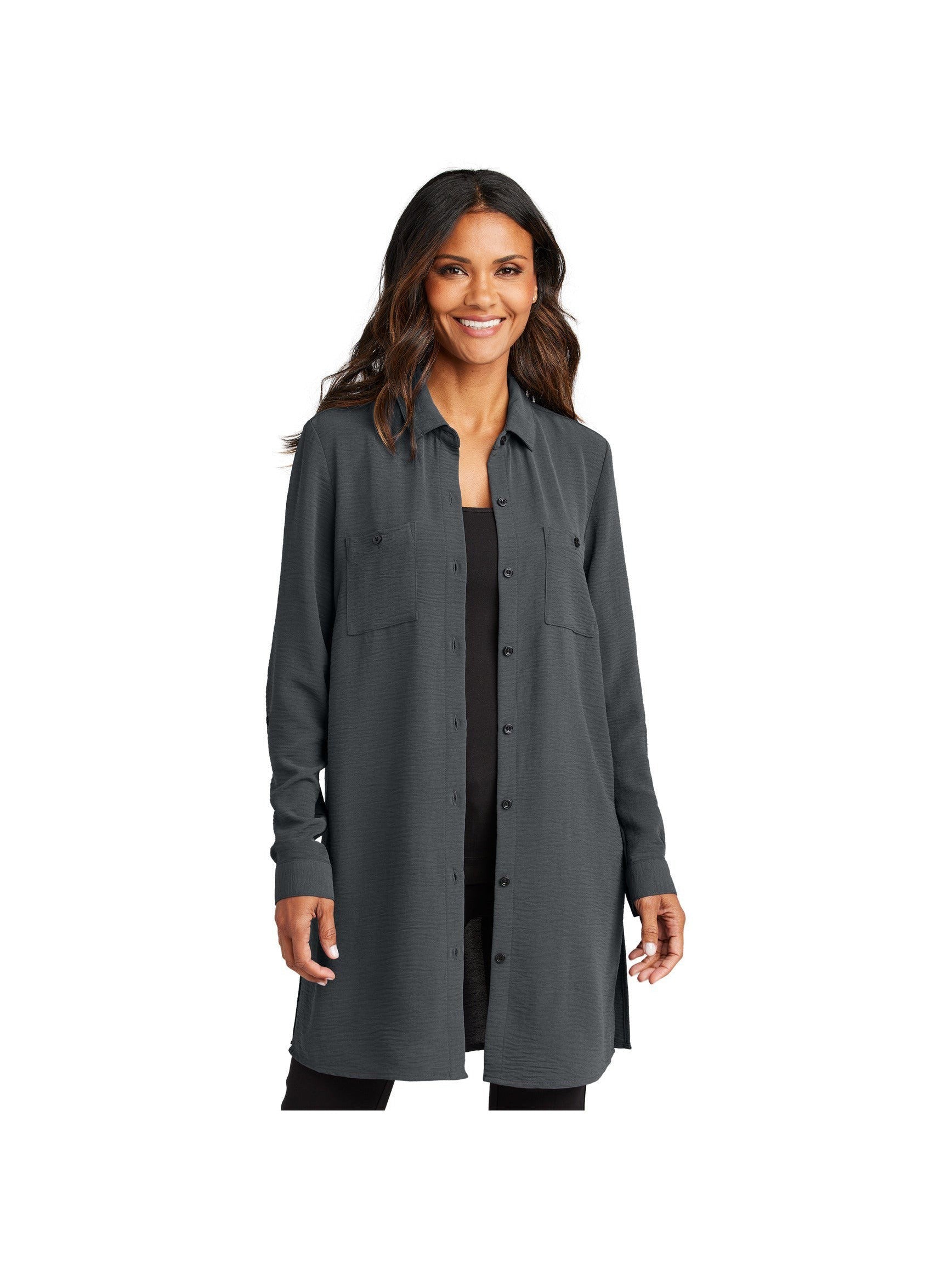 no-logo Port Authority Ladies Textured Crepe Long Tunic-Port Authority-Thread Logic