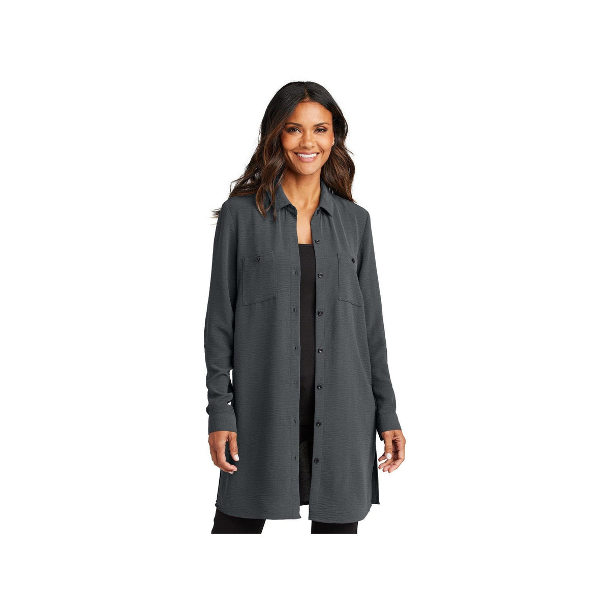 no-logo Port Authority Ladies Textured Crepe Long Tunic-Port Authority-Thread Logic