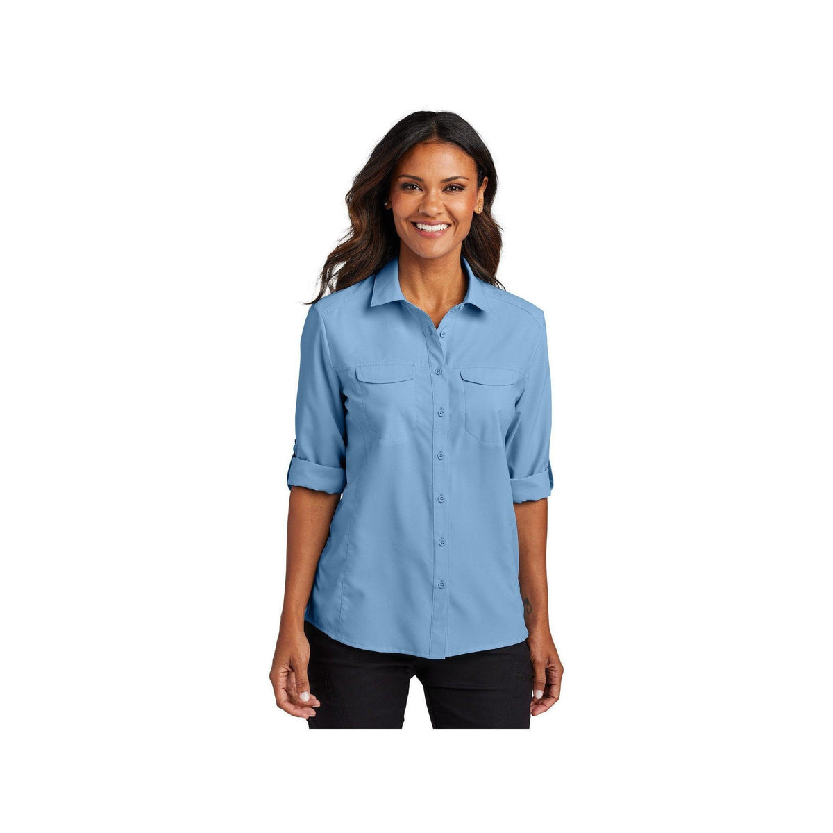 no-logo Port Authority Ladies Long Sleeve UV Daybreak Shirt-Port Authority-Thread Logic