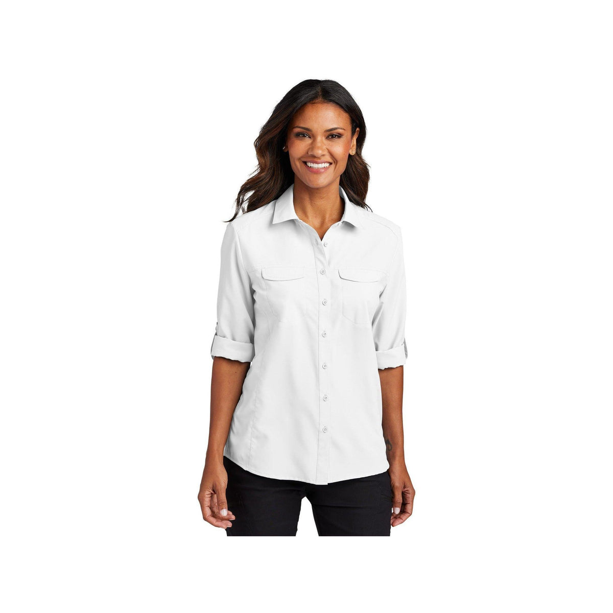 no-logo Port Authority Ladies Long Sleeve UV Daybreak Shirt-Port Authority-Thread Logic