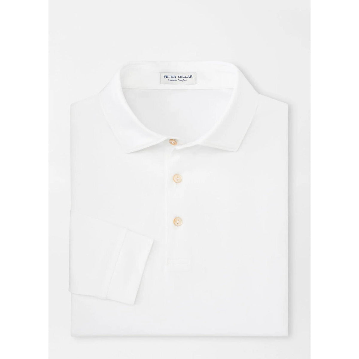no-logo Peter Millar Solid Long Sleeve Performance Jersey Polo-Peter Millar-White-S-*Specialty Item* (may take longer to process and ship separately)-Thread Logic