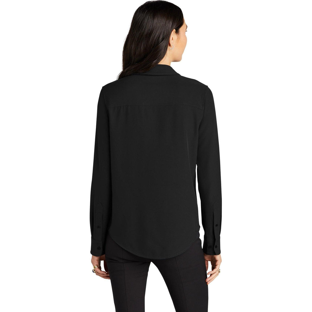 no-logo MERCER+METTLE Ladies Stretch Crepe Long Sleeve Camp Blouse-Regular-Mercer Mettle-Thread Logic
