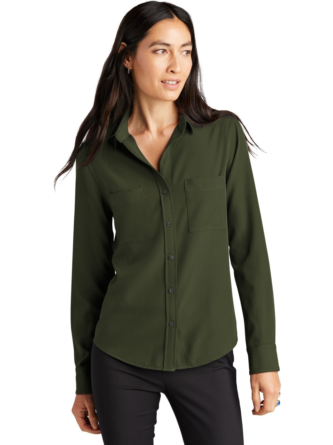 no-logo MERCER+METTLE Ladies Stretch Crepe Long Sleeve Camp Blouse-Regular-Mercer Mettle-Thread Logic