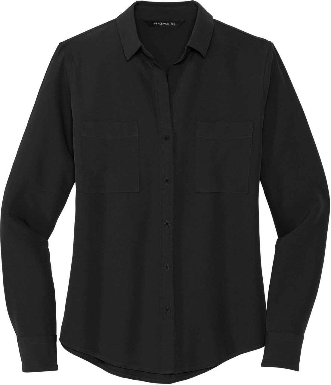 MERCER+METTLE Ladies Stretch Crepe Long Sleeve Camp Blouse