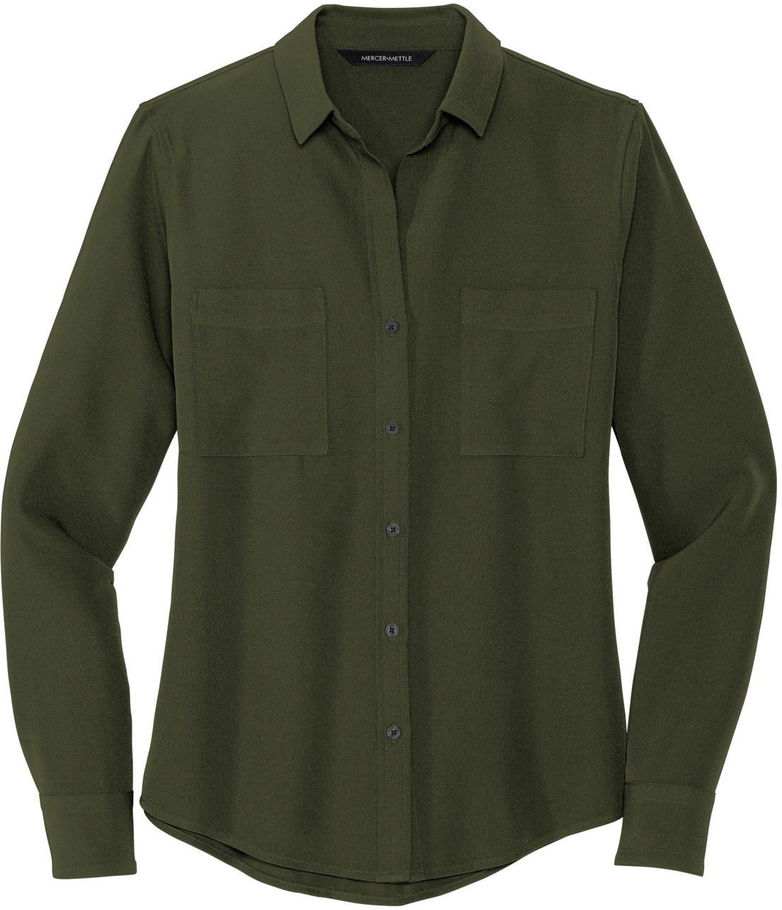 MERCER+METTLE Ladies Stretch Crepe Long Sleeve Camp Blouse