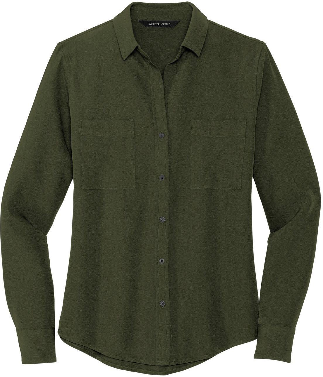 MERCER+METTLE Ladies Stretch Crepe Long Sleeve Camp Blouse