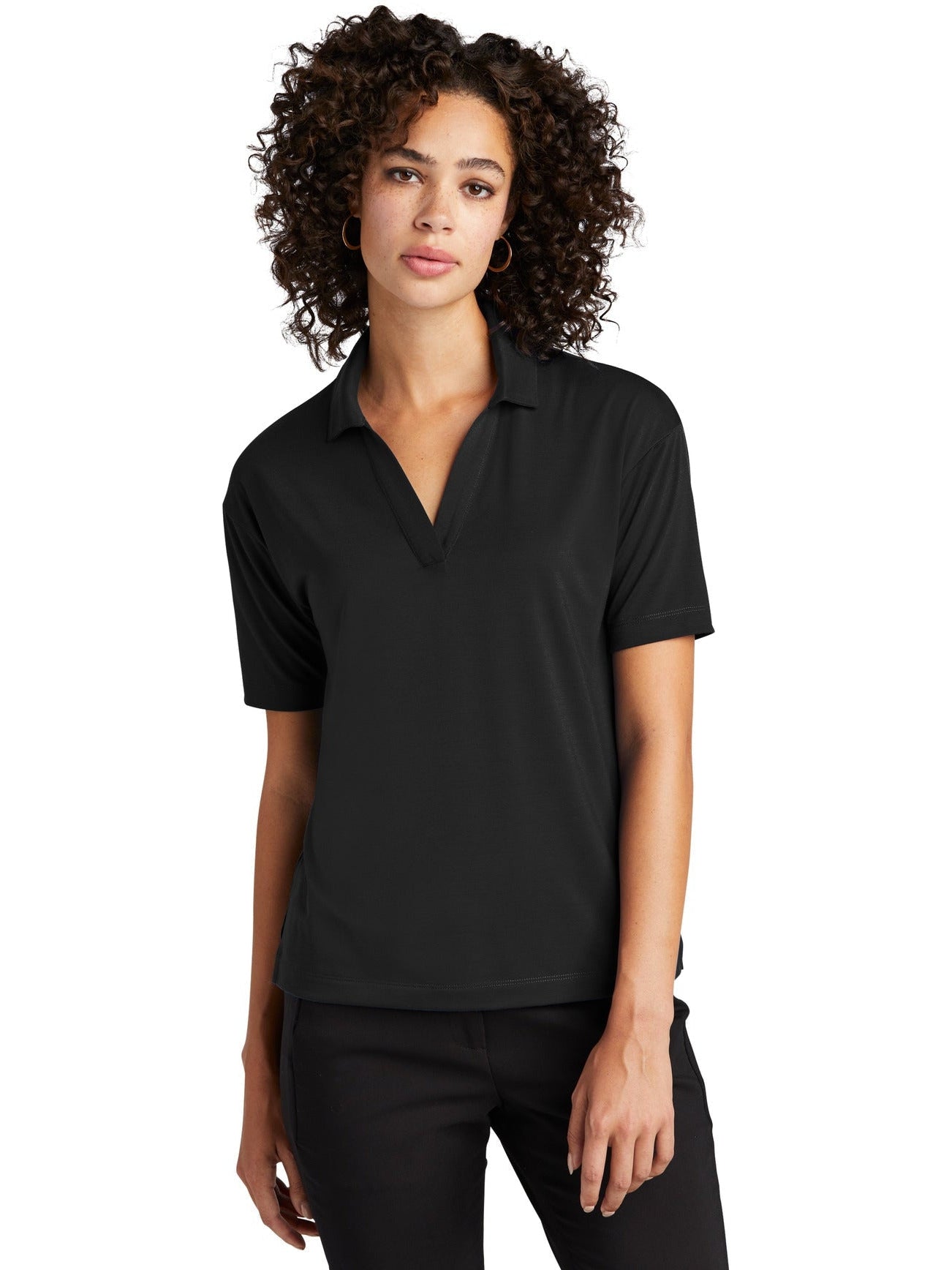 no-logo MERCER+METTLE Ladies Stretch Jersey Polo-Regular-Mercer Mettle-Deep Black-S-Thread Logic