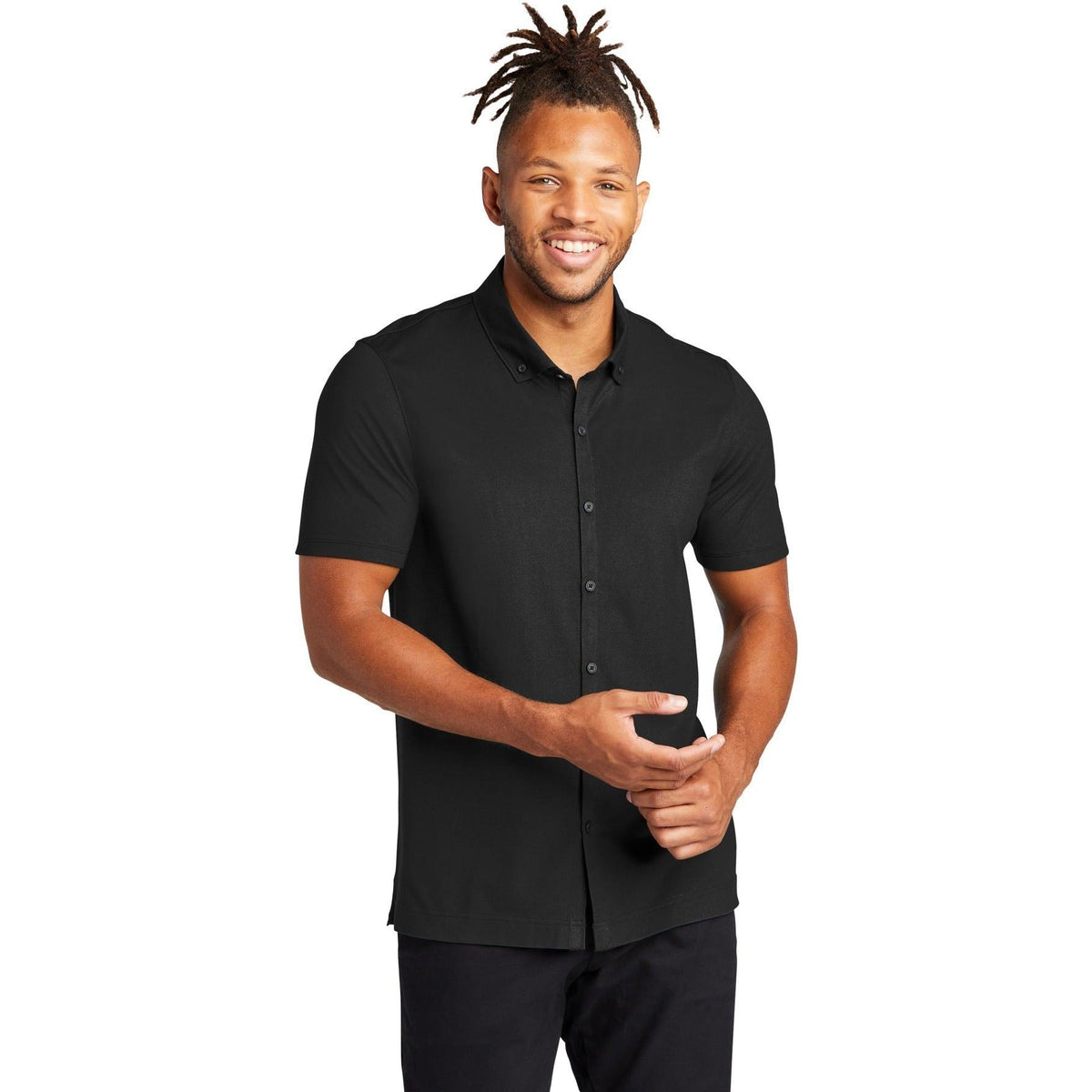 no-logo MERCER+METTLE Stretch Pique Full-Button Polo-Regular-Mercer Mettle-Thread Logic