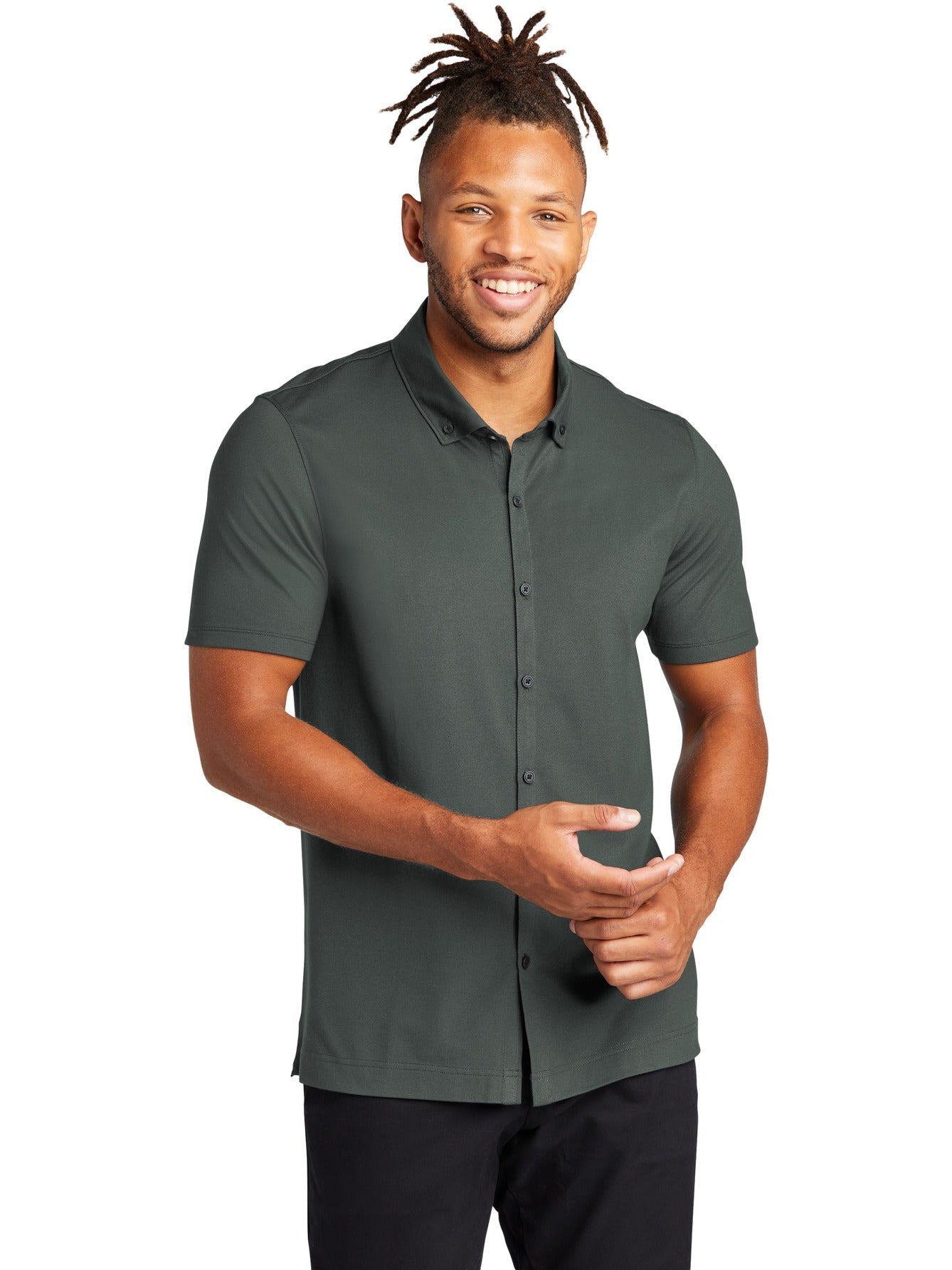 no-logo MERCER+METTLE Stretch Pique Full-Button Polo-Regular-Mercer Mettle-Thread Logic
