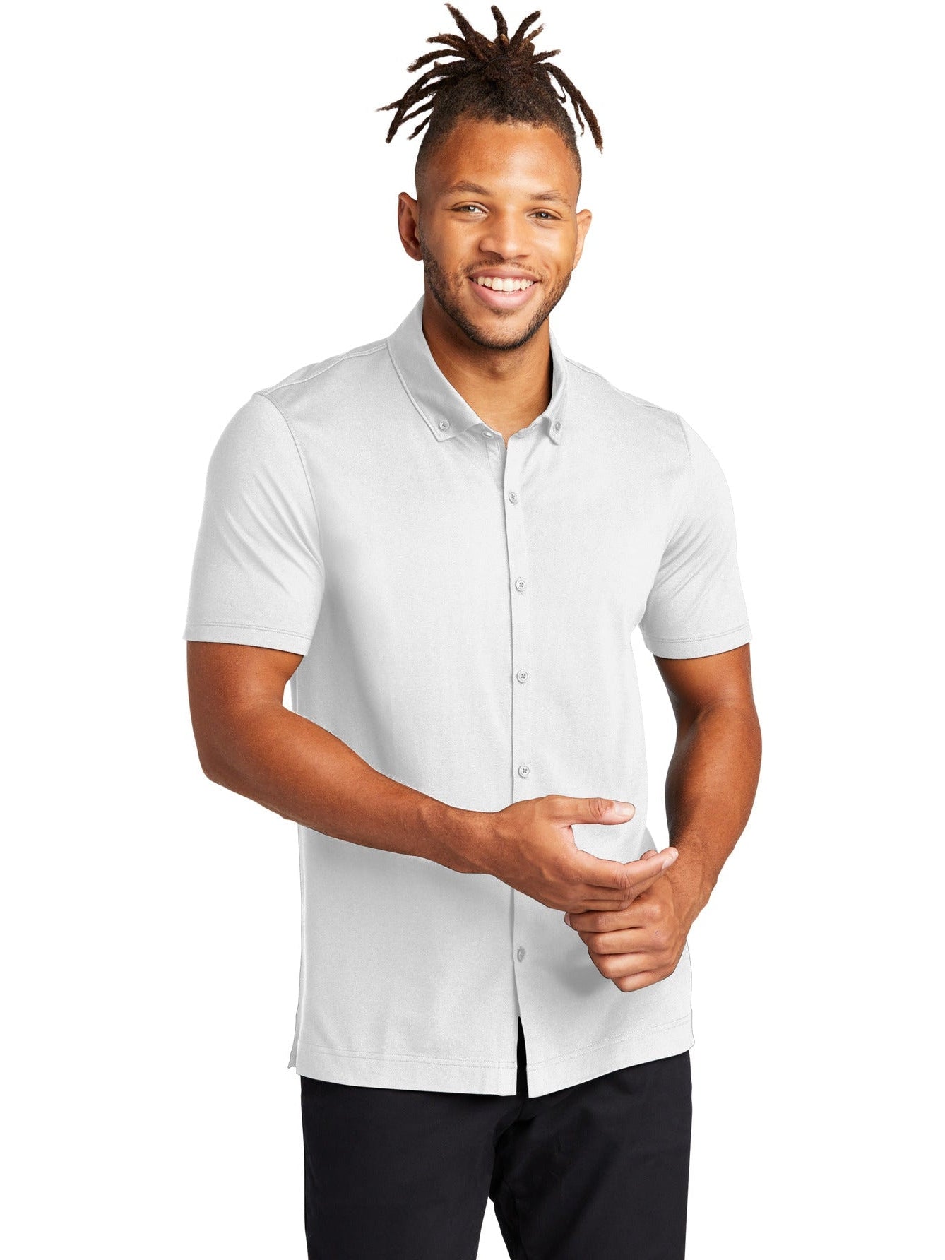 no-logo MERCER+METTLE Stretch Pique Full-Button Polo-Regular-Mercer Mettle-Thread Logic