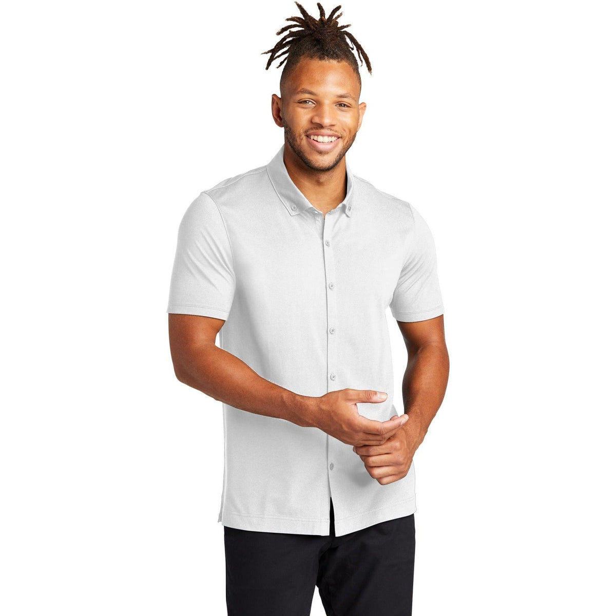 no-logo MERCER+METTLE Stretch Pique Full-Button Polo-Regular-Mercer Mettle-Thread Logic