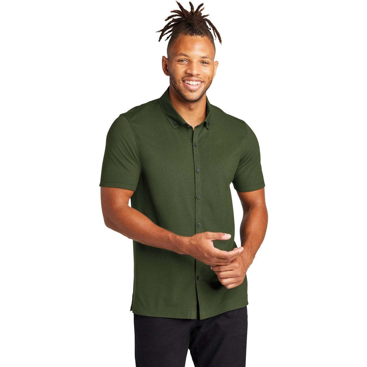 no-logo MERCER+METTLE Stretch Pique Full-Button Polo-Regular-Mercer Mettle-Thread Logic