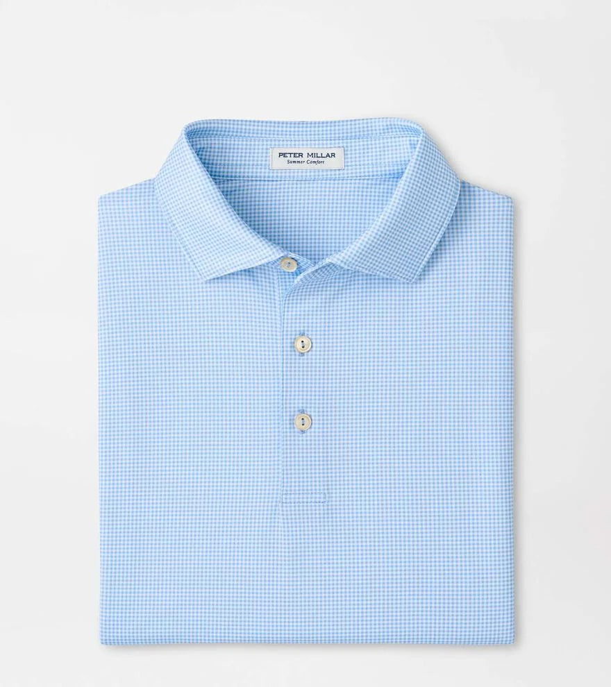 no-logo Peter Millar Gingham Performance Jersey Polo-Peter Millar-Cottage Blue-S-Thread Logic