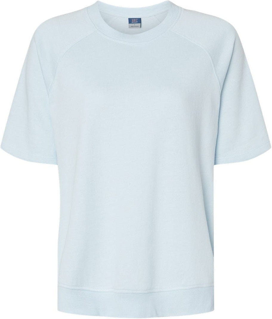 MV Sport Ladies French Terry Short Sleeve Crewneck Pullover-Apparel-MV Sport-Arctic Blue-S-Thread Logic
