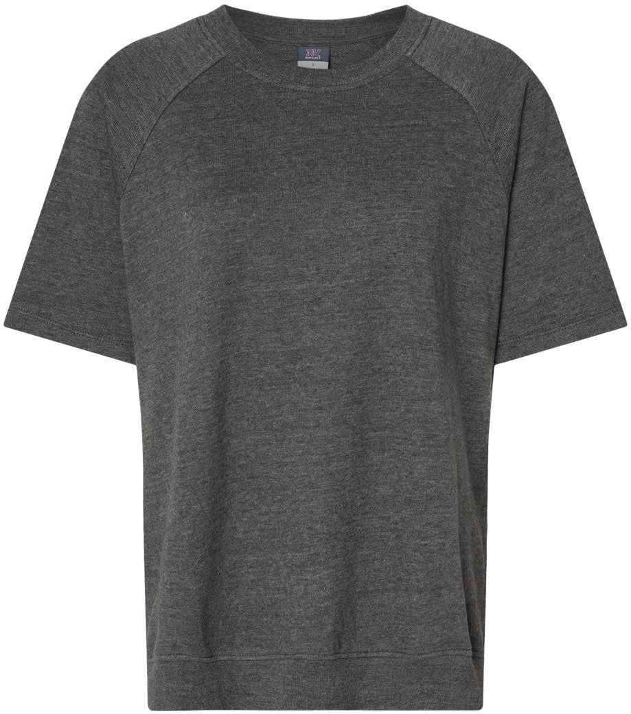 MV Sport Ladies French Terry Short Sleeve Crewneck Pullover-Apparel-MV Sport-Charcoal-S-Thread Logic