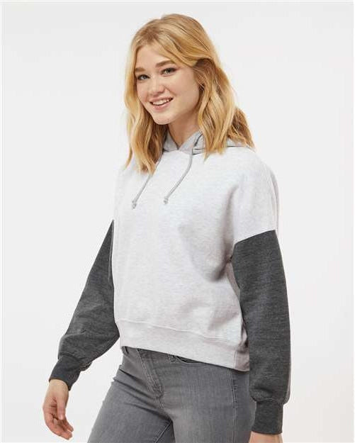no-logo MV Sport Ladies Sueded Fleece Colorblocked Crop Hooded Sweatshirt-Apparel-MV Sport-Thread Logic