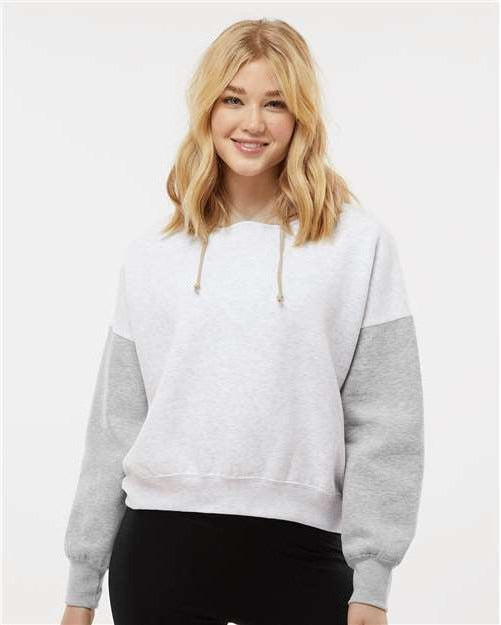 no-logo MV Sport Ladies Sueded Fleece Colorblocked Crop Hooded Sweatshirt-Apparel-MV Sport-Thread Logic