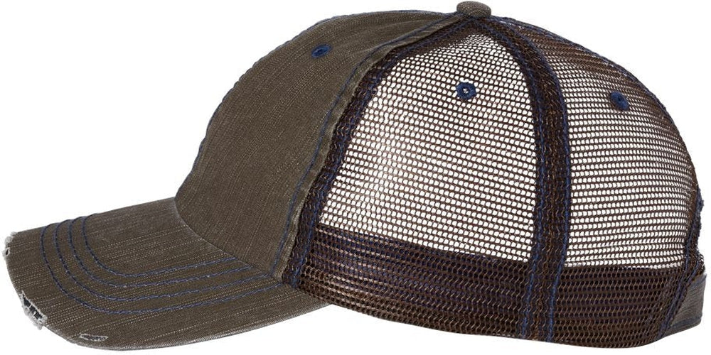no-logo Mega Cap Herringbone Trucker Cap-Caps-Mega Cap-Thread Logic