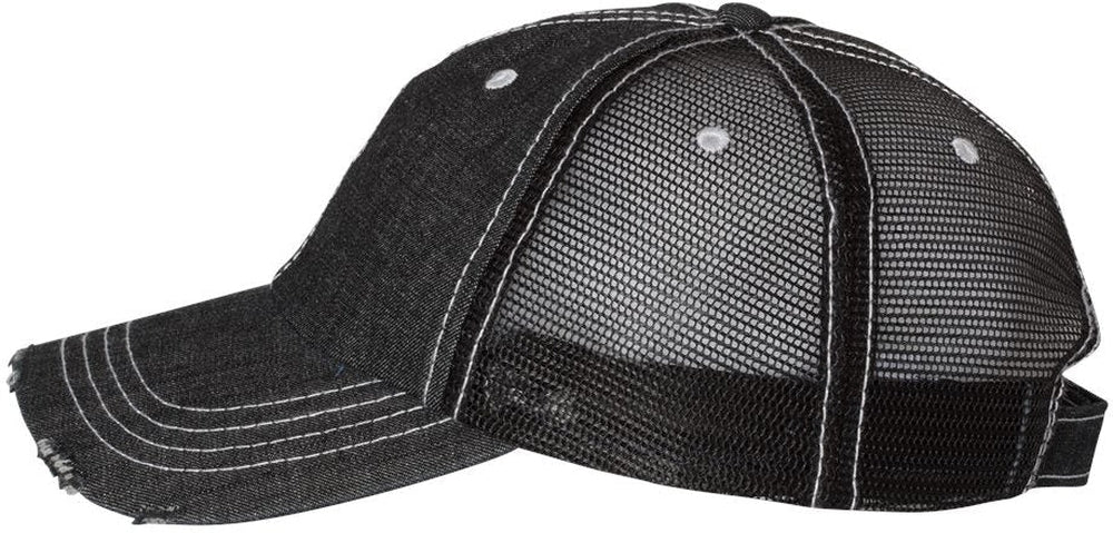 no-logo Mega Cap Herringbone Unstructured Contrast Stitch Trucker Cap-Caps-Mega Cap-Thread Logic