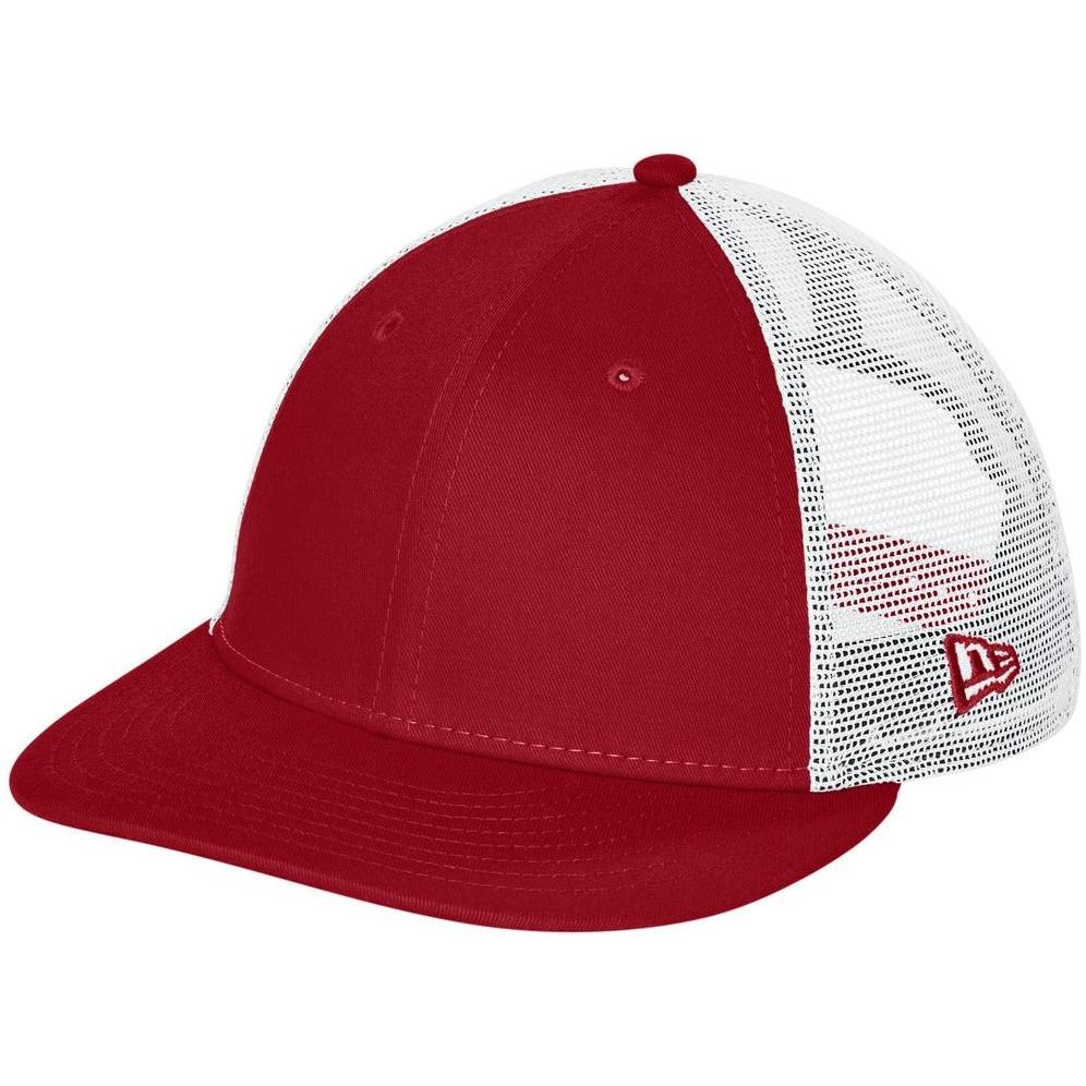 no-logo New Era Snapback Low Profile Trucker Cap-Headwear-New Era-Flag Scarlet/ White-OSFA-Thread Logic