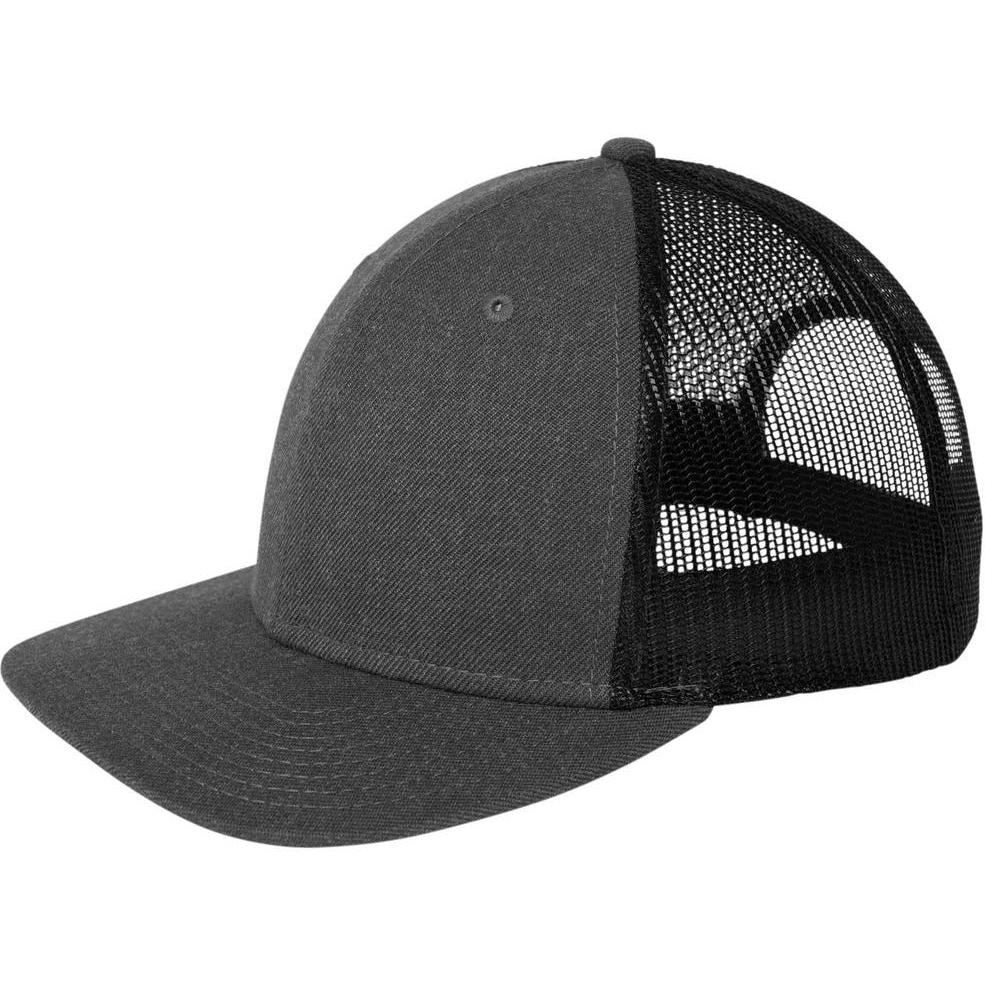 no-logo New Era Snapback Low Profile Trucker Cap-Headwear-New Era-Heather Graphite/ Black-OSFA-Thread Logic