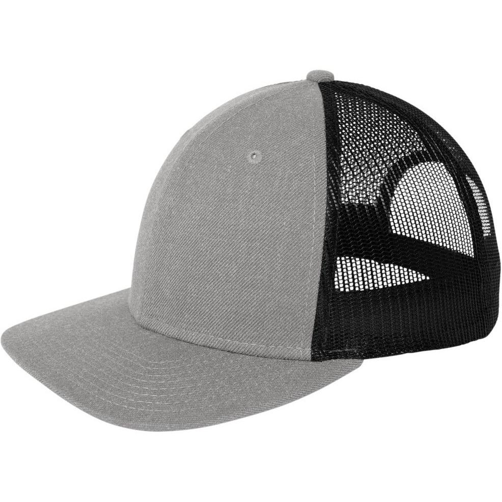 no-logo New Era Snapback Low Profile Trucker Cap-Headwear-New Era-Heather Grey/ Black-OSFA-Thread Logic