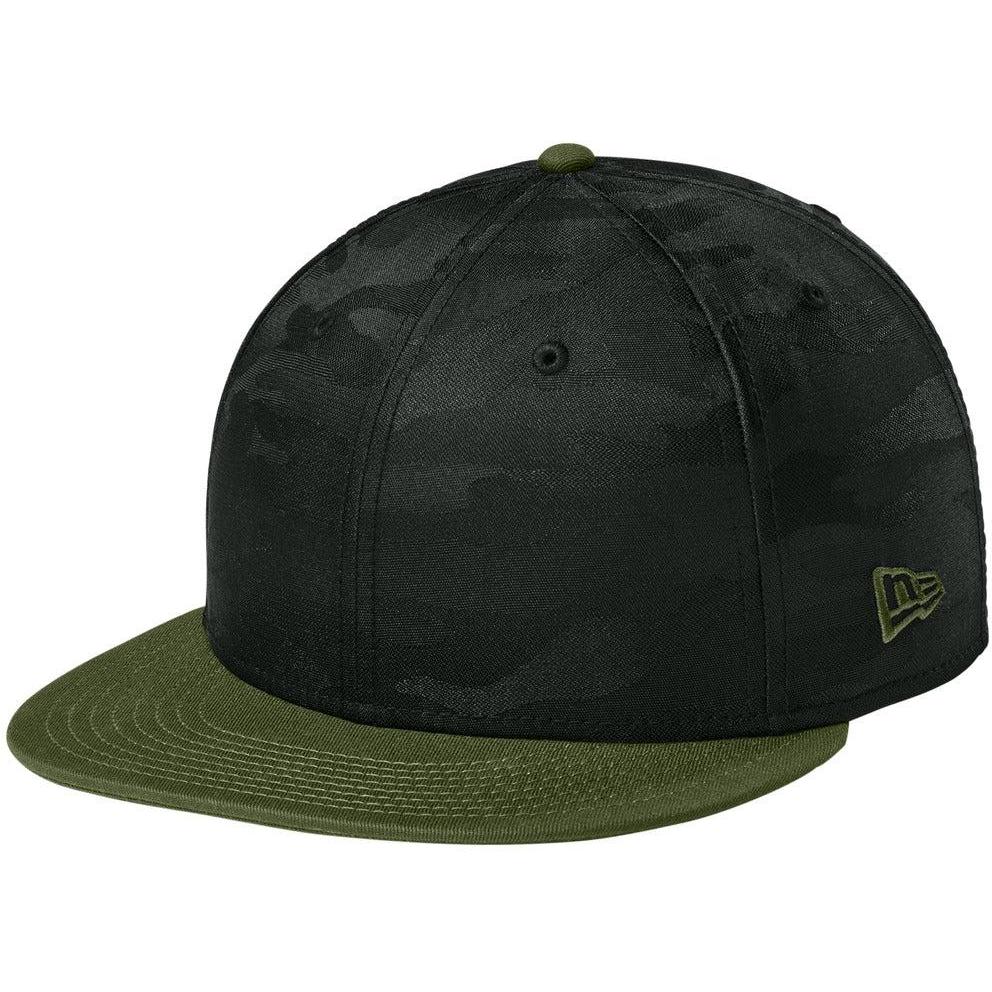 no-logo New Era Camo Flat Bill Snapback Cap-Headwear-New Era-Flag Army/ Black Camo-OSFA-Thread Logic