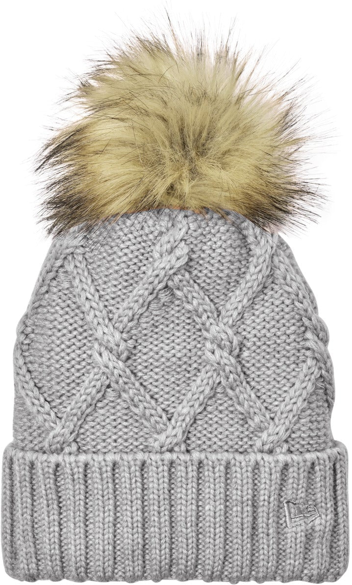 New Era Faux Fur Pom Beanie with custom logo embroidery | NE911