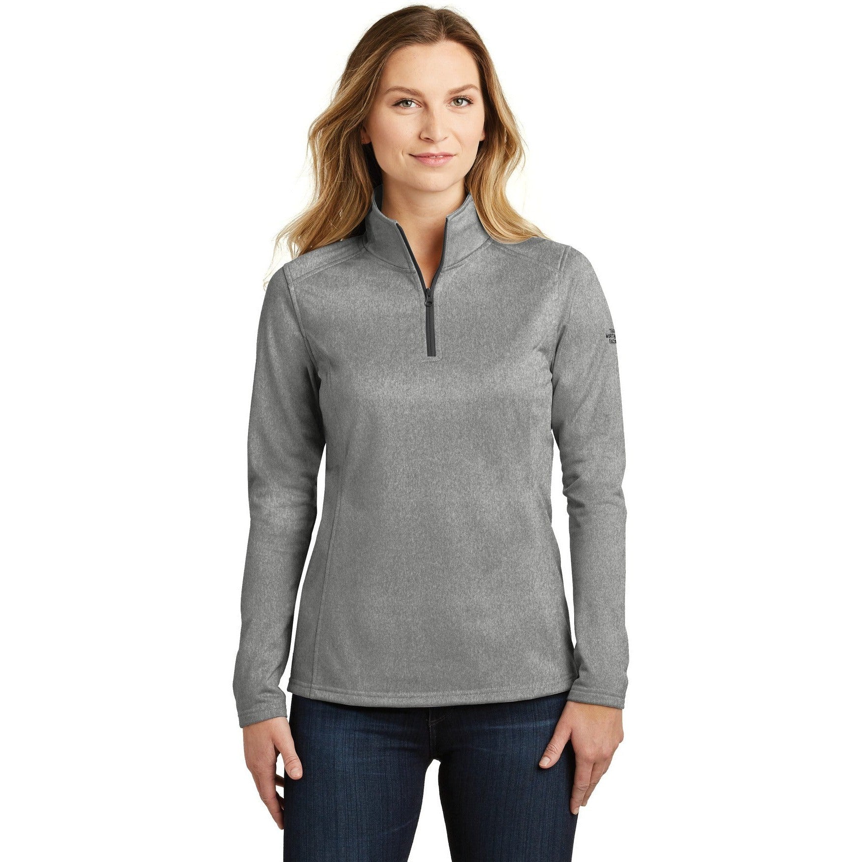 no-logo CLOSEOUT - The North Face Ladies Tech 1/4-Zip Fleece-The North Face-Asphalt Grey Heather-S-Thread Logic