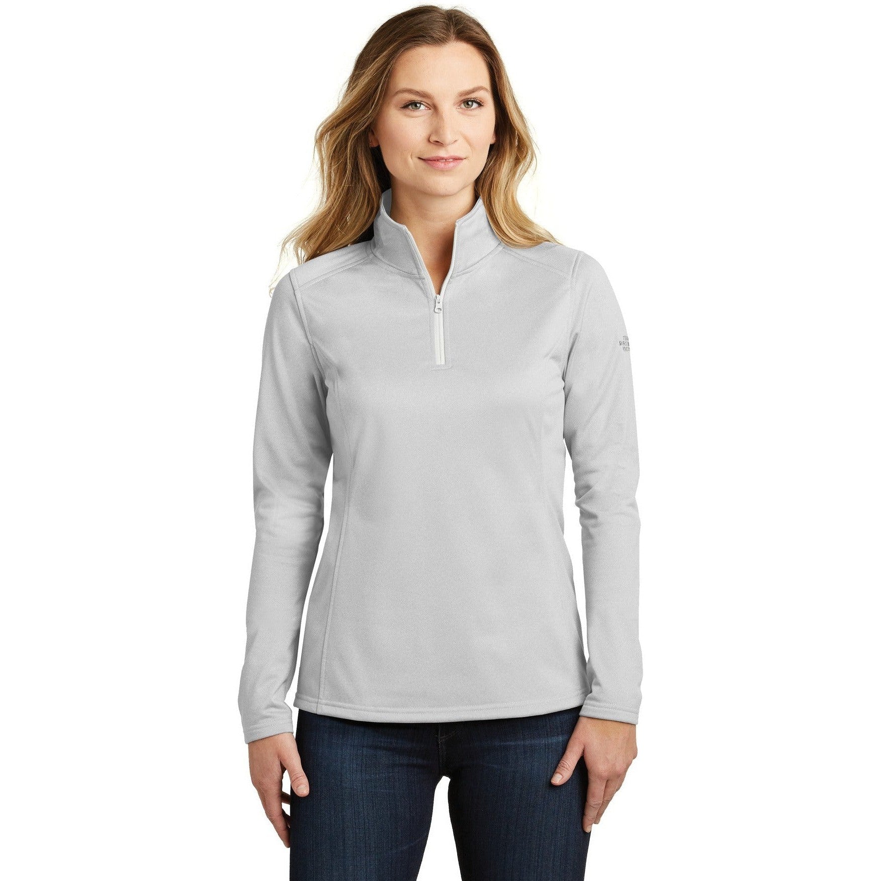 no-logo CLOSEOUT - The North Face Ladies Tech 1/4-Zip Fleece-The North Face-TNF Light Grey Heather-S-Thread Logic