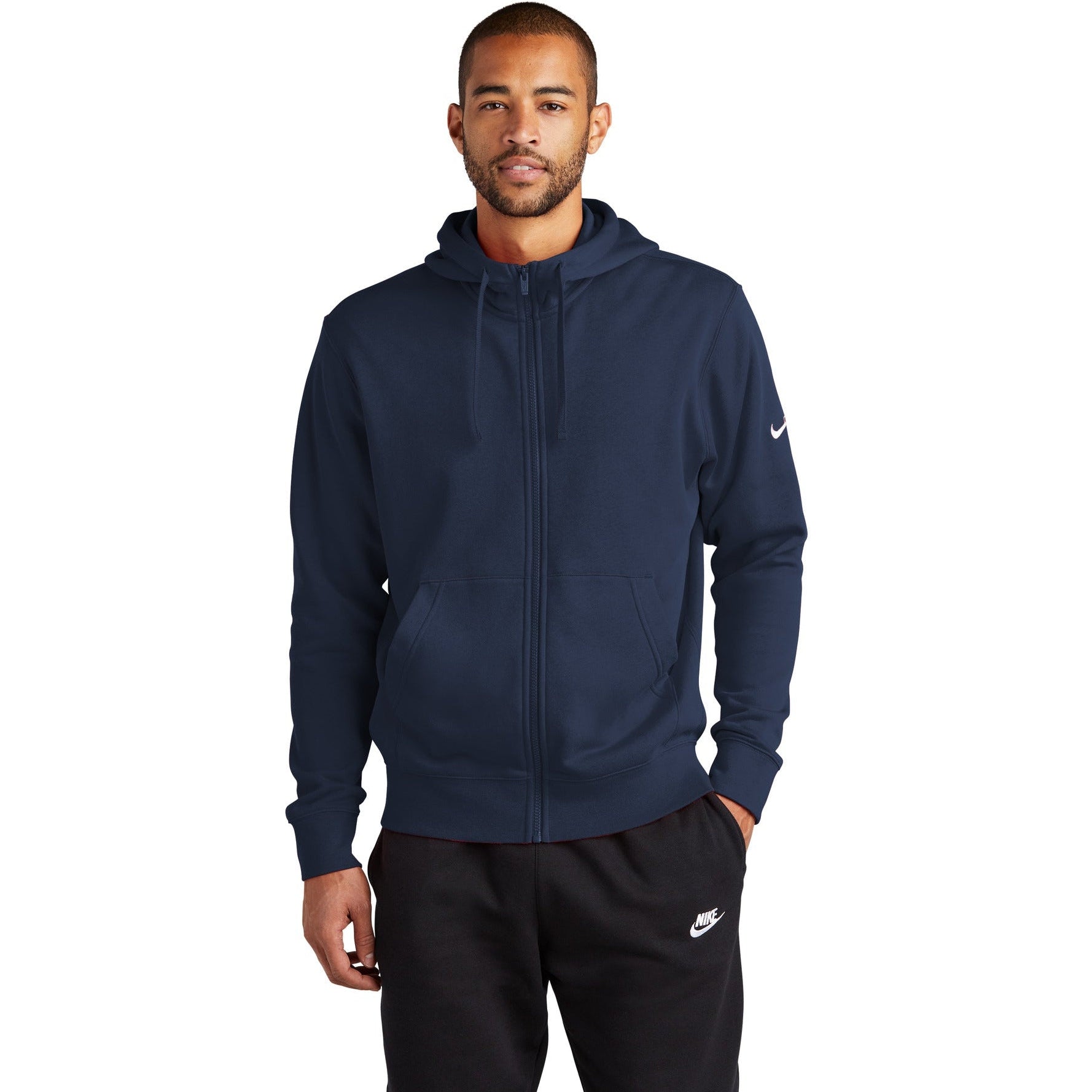 no-logo NIKE Club Fleece Sleeve Swoosh Full-Zip Hoodie-Apparel-NIKE-Thread Logic