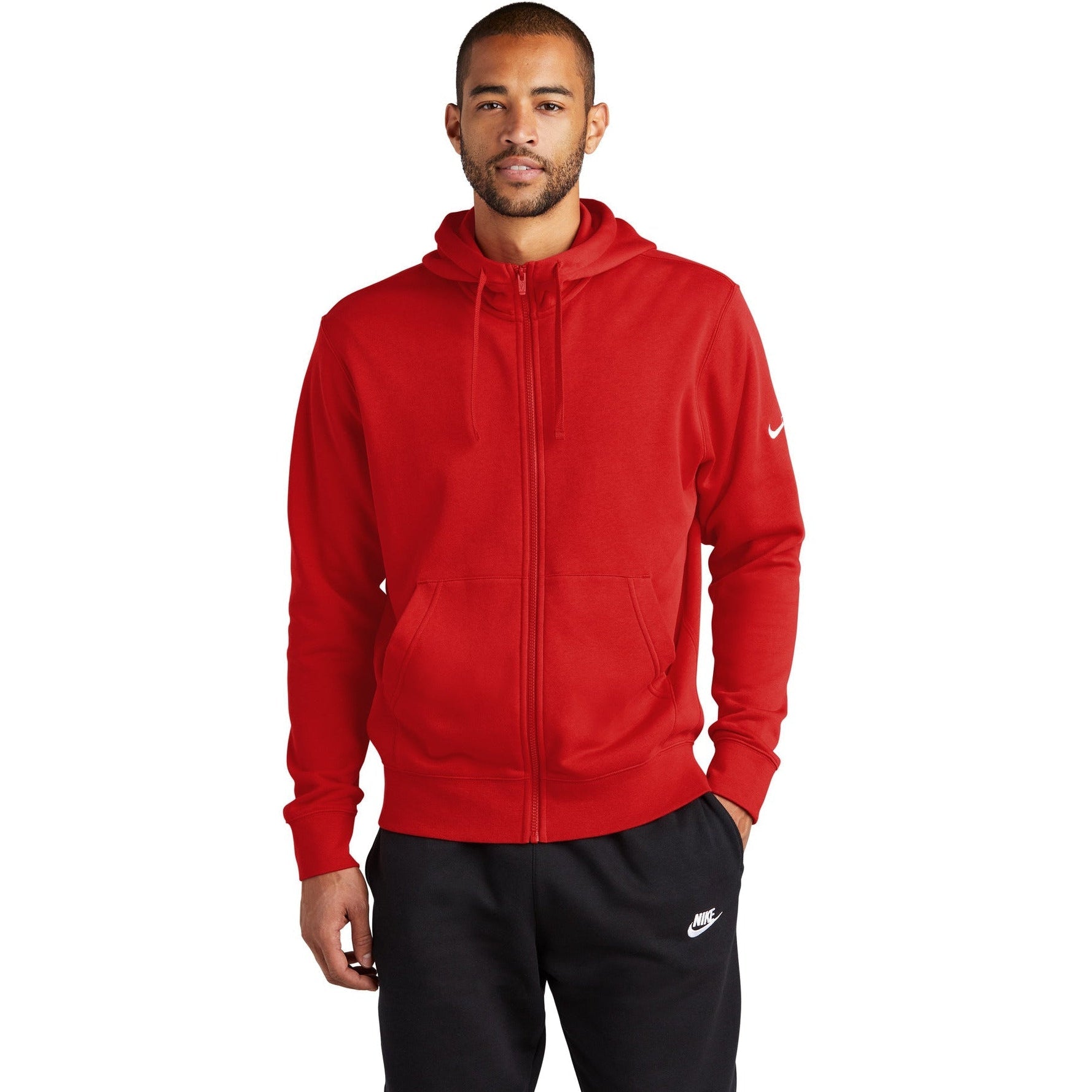 no-logo NIKE Club Fleece Sleeve Swoosh Full-Zip Hoodie-Apparel-NIKE-Thread Logic