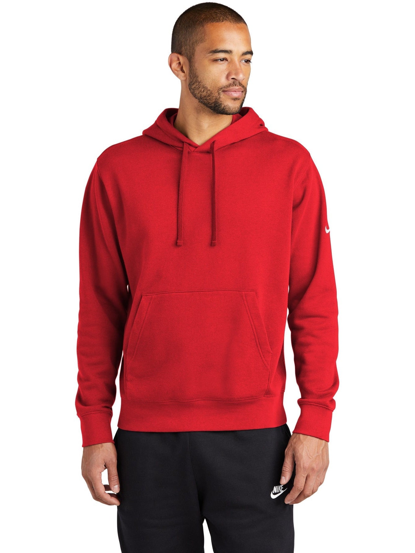 no-logo NIKE Club Fleece Sleeve Swoosh Pullover Hoodie-Regular-NIKE-Thread Logic