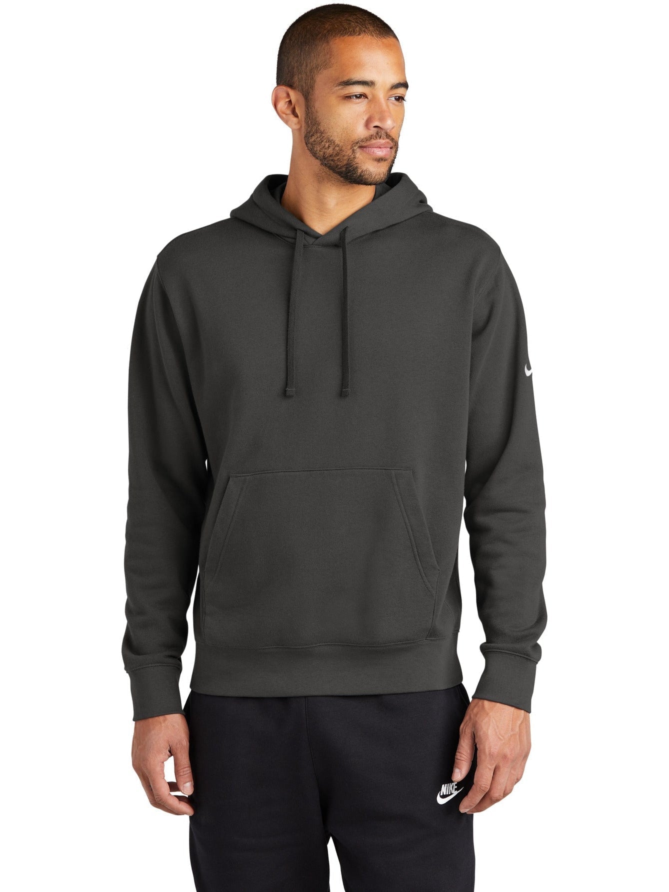 no-logo NIKE Club Fleece Sleeve Swoosh Pullover Hoodie-Regular-NIKE-Thread Logic
