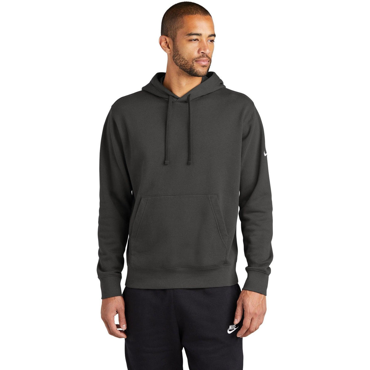 no-logo NIKE Club Fleece Sleeve Swoosh Pullover Hoodie-Regular-NIKE-Thread Logic
