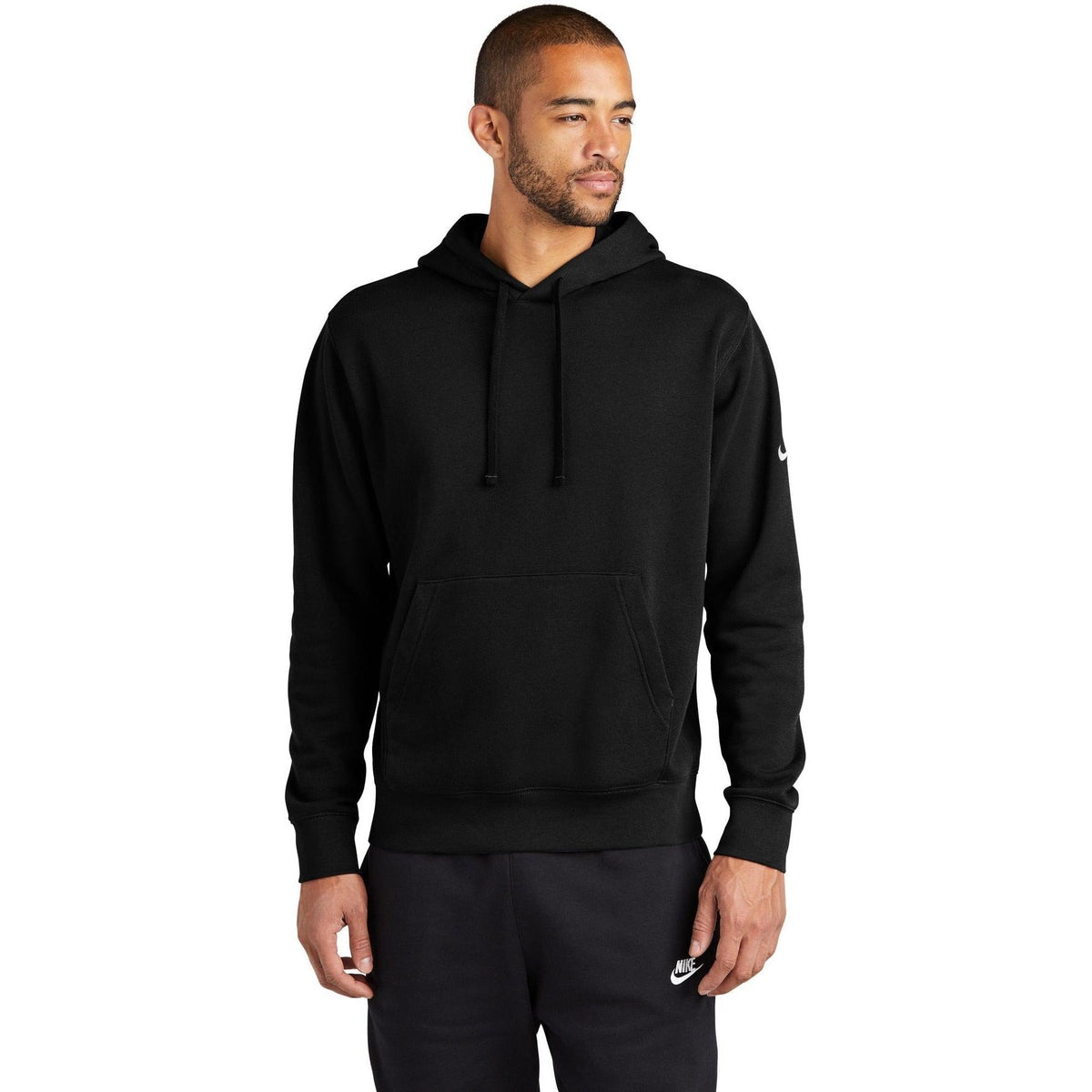 no-logo NIKE Club Fleece Sleeve Swoosh Pullover Hoodie-Regular-NIKE-Thread Logic