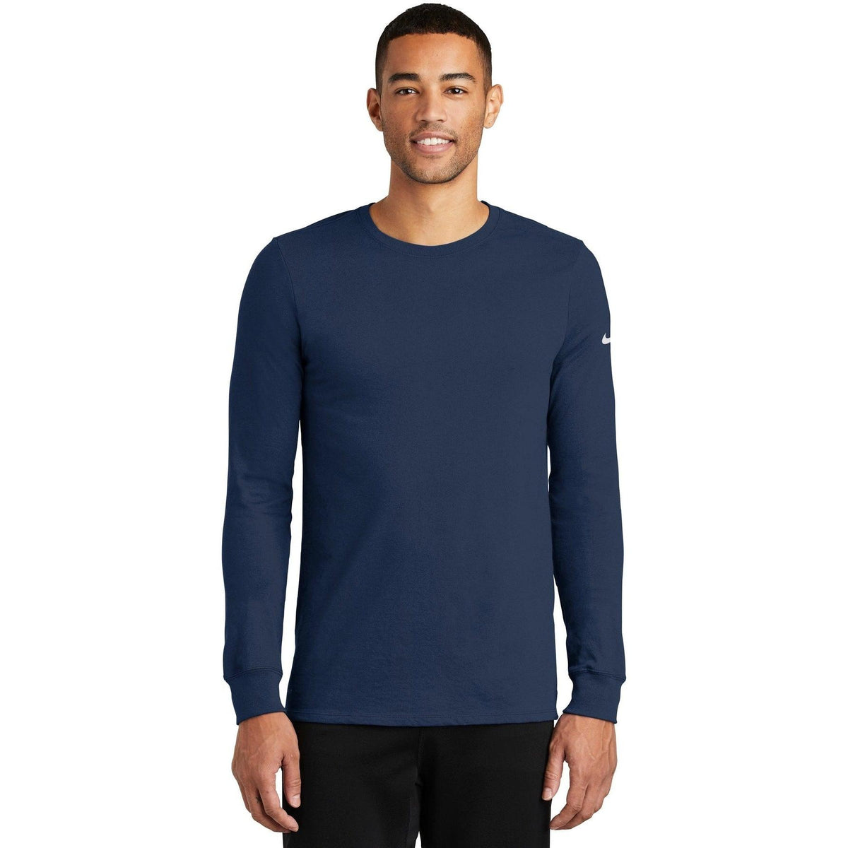no-logo NIKE Dri-Fit Cotton/Poly Long Sleeve Tee-Regular-NIKE-Thread Logic
